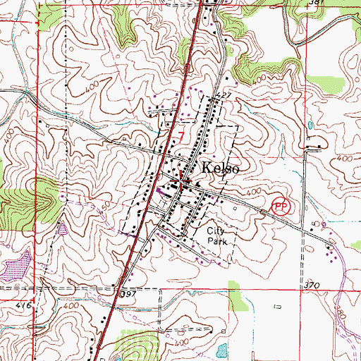 Topographic Map of Kelso, MO