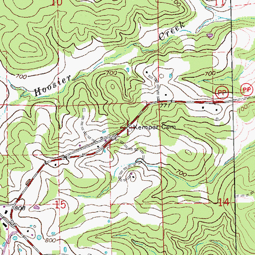 Topographic Map of Kamper Cemetery, MO