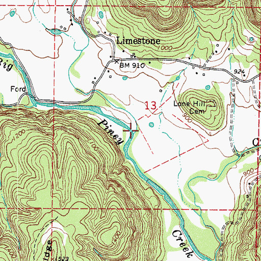 Topographic Map of Home Creek, AR