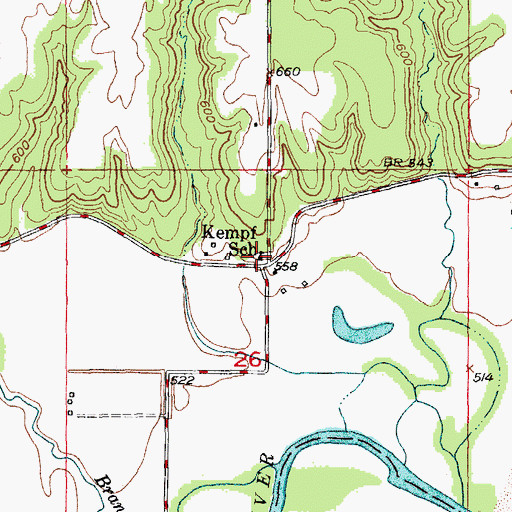 Topographic Map of Kempf School, MO