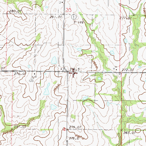 Topographic Map of Kendall Church, MO