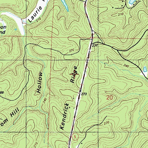 Topographic Map of Kendrick Ridge, MO