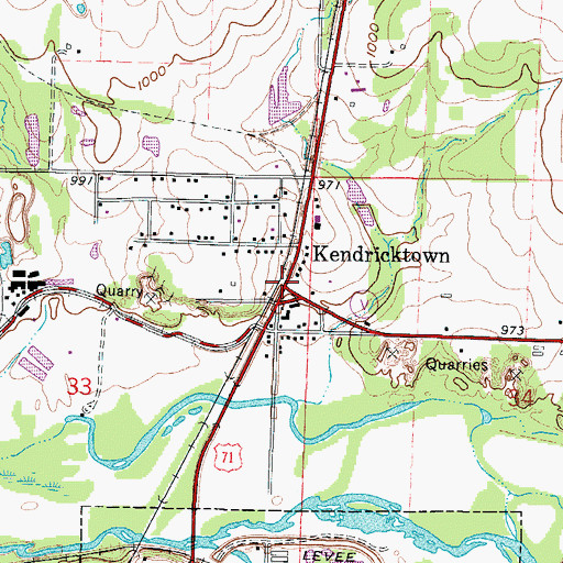 Topographic Map of Kendricktown, MO
