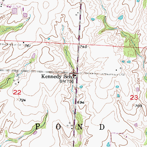 Topographic Map of Kennedy School (historical), MO