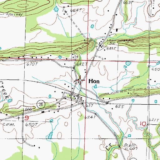 Topographic Map of Hon, AR