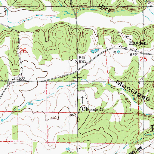 Topographic Map of Kenner School, MO