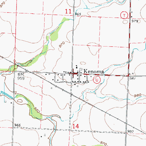 Topographic Map of Kenoma, MO