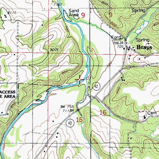 Topographic Map of Kenser Creek, MO
