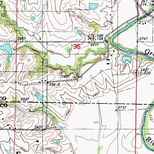 Topographic Map of Kent Cemetery, MO