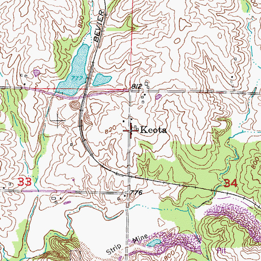 Topographic Map of Keota, MO