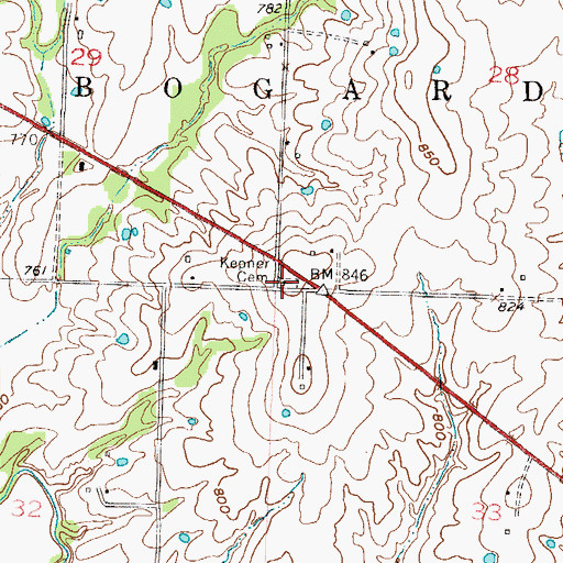Topographic Map of Kepner Cemetery, MO