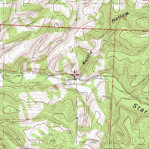 Topographic Map of Kettle Hollow, MO