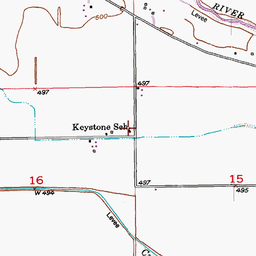 Topographic Map of Keystone School, MO