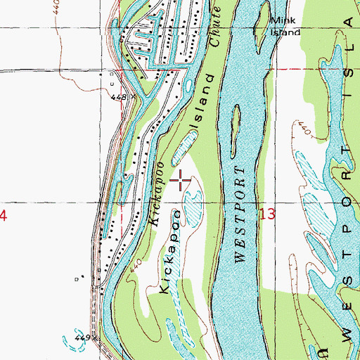 Topographic Map of Kickapoo Island, MO