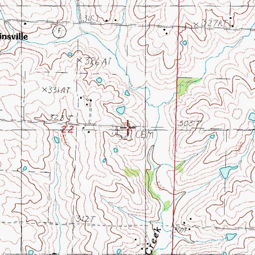Topographic Map of Kidwell Cemetery, MO