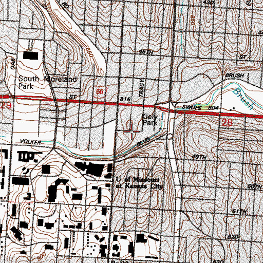 Topographic Map of Kiely Park, MO