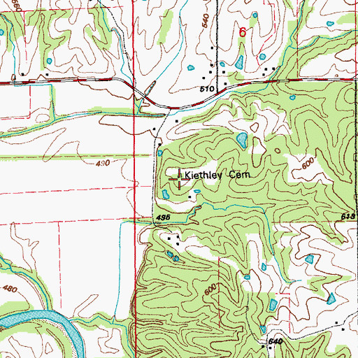 Topographic Map of Kiethley Cemetery, MO