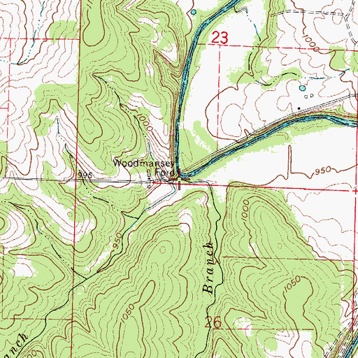 Topographic Map of Kilburn Branch, MO