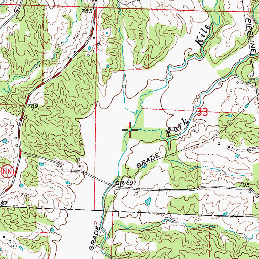 Topographic Map of Kile Creek, MO