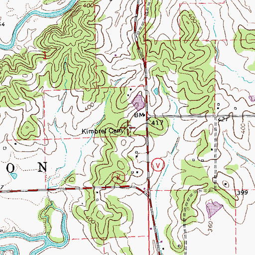 Topographic Map of Kimbrel Cemetery, MO