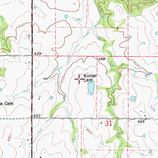 Topographic Map of Kimler Cemetery, MO