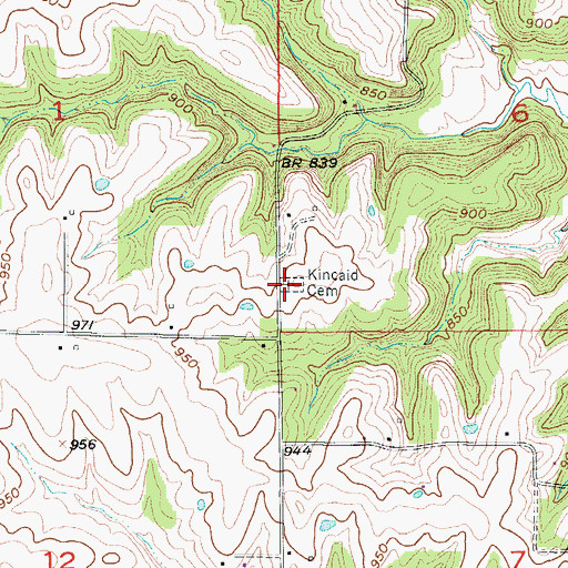 Topographic Map of Kincaid Cemetery, MO
