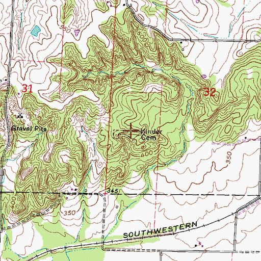 Topographic Map of Kinder Cemetery, MO