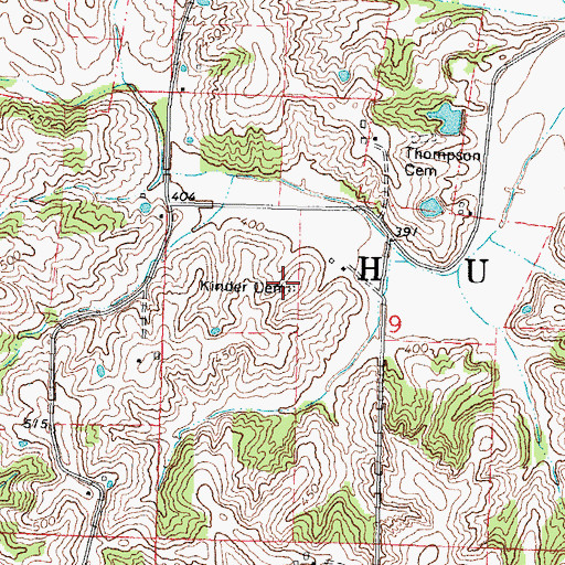 Topographic Map of Kinder Cemetery, MO