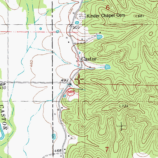 Topographic Map of Kinder Chapel, MO