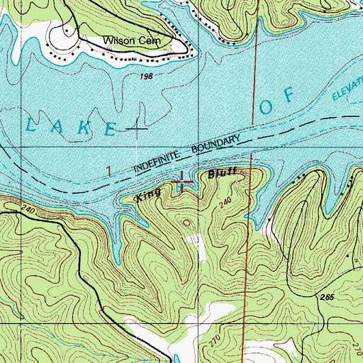 Topographic Map of King Bluff, MO