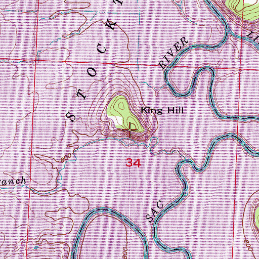 Topographic Map of King Hill, MO