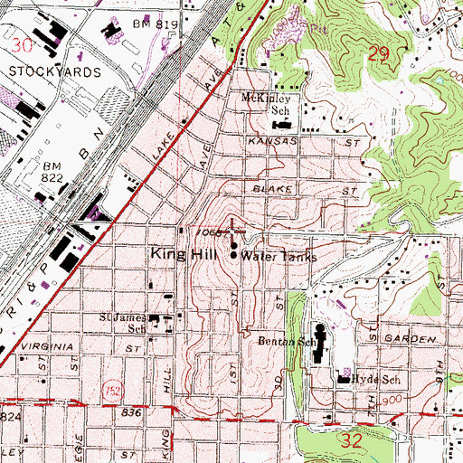 Topographic Map of King Hill, MO