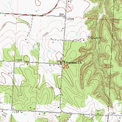 Topographic Map of Kingdom Church, MO