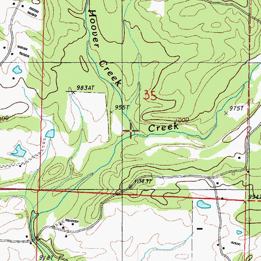 Topographic Map of Hoover Creek, AR
