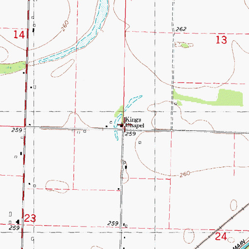 Topographic Map of Kings Chapel, MO