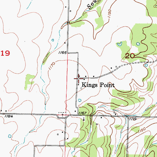 Topographic Map of Kings Point, MO