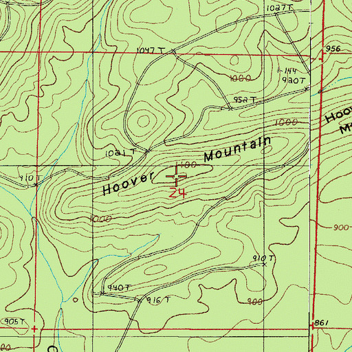 Topographic Map of Hoover Mountain, AR