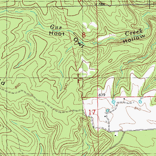 Topographic Map of Kingston School, MO