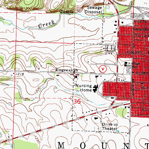 Topographic Map of Kingsway Church, MO