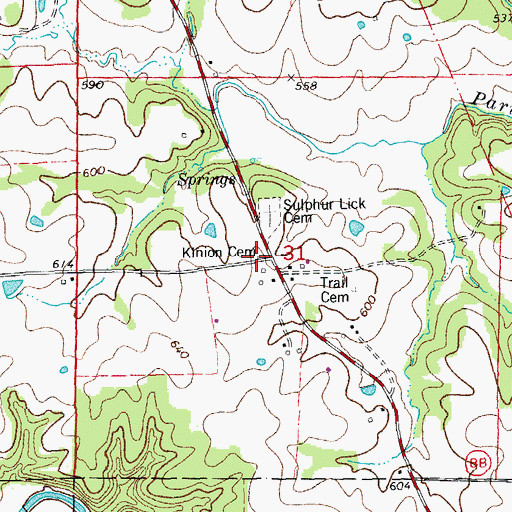 Topographic Map of Kinion Cemetery, MO