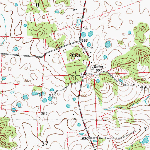 Topographic Map of Kinkle School, MO