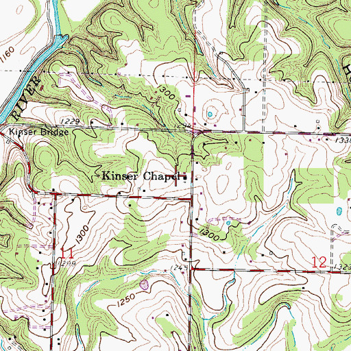 Topographic Map of Kinser Chapel, MO