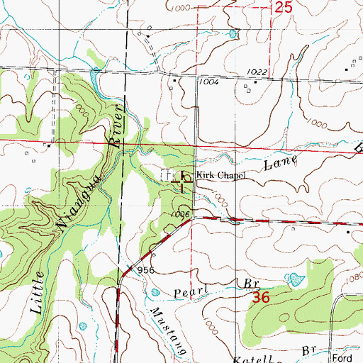 Topographic Map of Kirk Chapel, MO