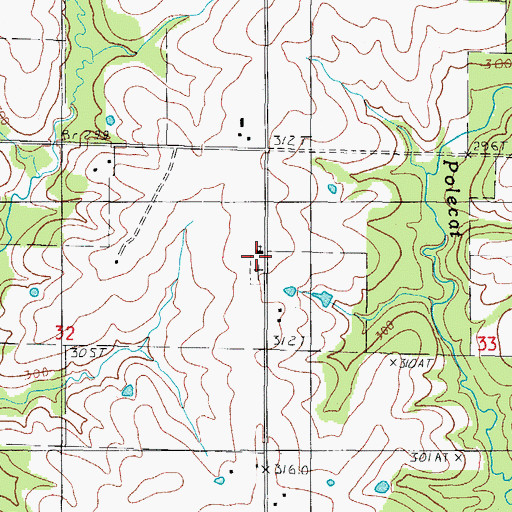 Topographic Map of Kirkley Church, MO
