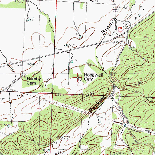 Topographic Map of Hopewell Cemetery, AR