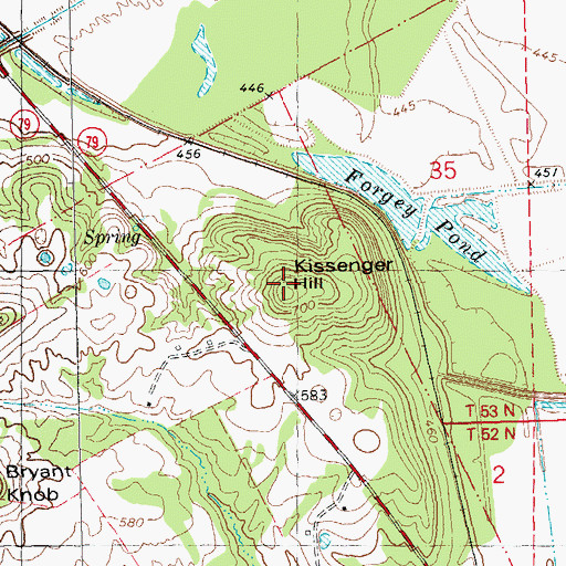 Topographic Map of Kissenger Hill, MO
