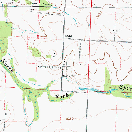 Topographic Map of Kistler Cemetery, MO