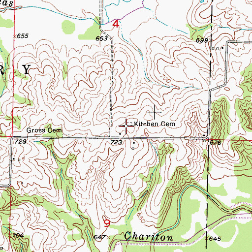Topographic Map of Kitchen Cemetery, MO