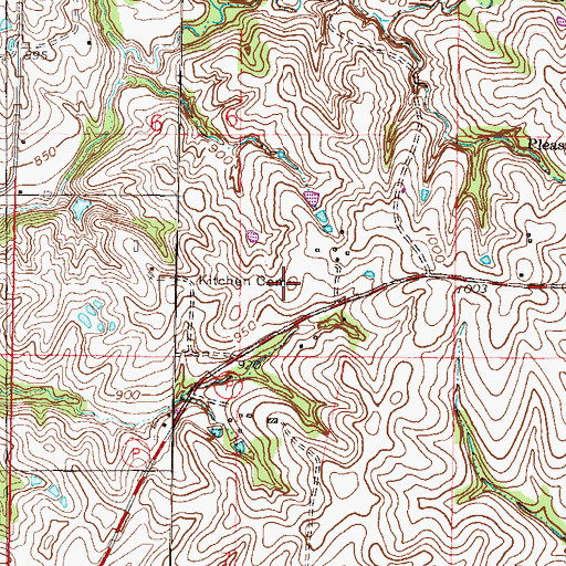 Topographic Map of Kitchen Cemetery, MO