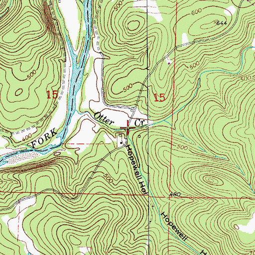 Topographic Map of Hopewell Hollow, AR